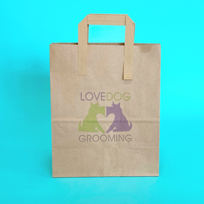 Customised Printed Brown Tape Handle Paper Carrier Bags - 203x127x254mm - Sample