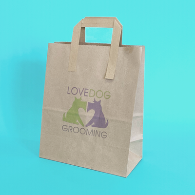 Customised Printed Brown Tape Handle Paper Carrier Bags - 254x140x305mm - Sample