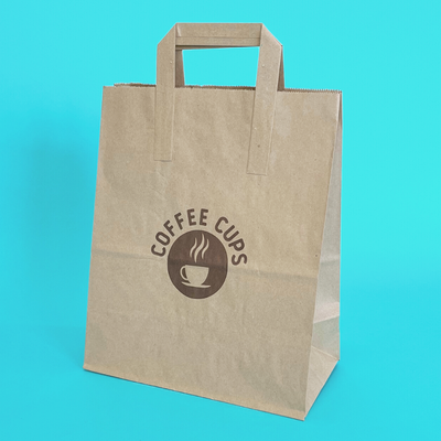 Customised Printed Brown Tape Handle Paper Carrier Bags - 305x127x406mm - Sample