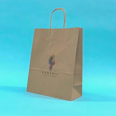 Customised Printed Brown Twist Handle Paper Carrier Bags - 240x110x310mm - Sample