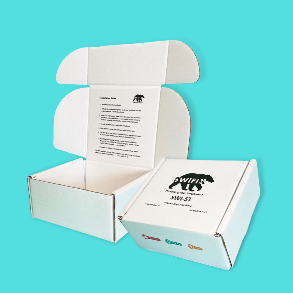 Customised Printed White Postal Boxes - 152x127x95mm - Sample