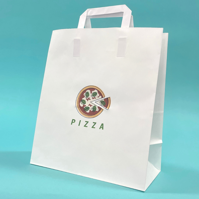 Customised Printed White Tape Handle Paper Carrier Bags - 203x127x254mm - Sample