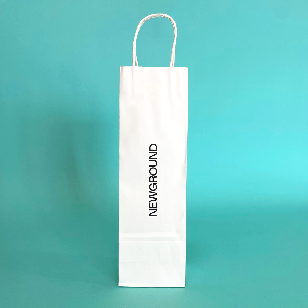 Customised Printed White Twist Handle Paper Carrier Bags - 110x85x360mm