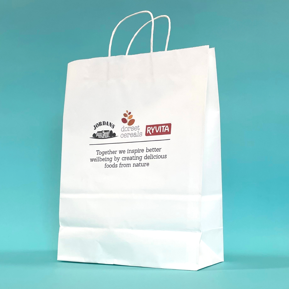 Fast Customised Printed White Twist Handle Paper Carrier Bags ...