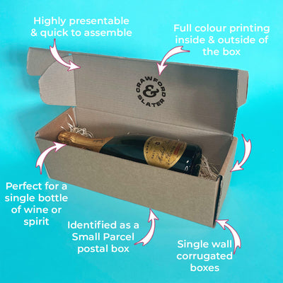 Customised Printed Single Bottle Flexi-Hex Sleeves Packaging Kit - Includes Flexi-Hex Sleeves & Brown Postal Boxes