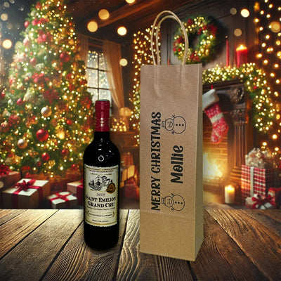 Personalised Bespoke Brown Wine Bottle Bag Unique Gift Idea