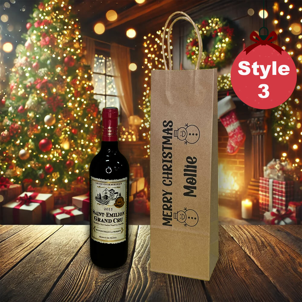 Personalised Bespoke Brown Wine Bottle Bag Unique Gift Idea