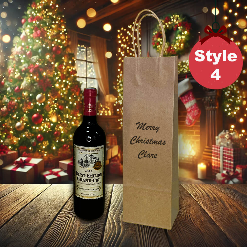 Personalised Bespoke Brown Wine Bottle Bag Unique Gift Idea