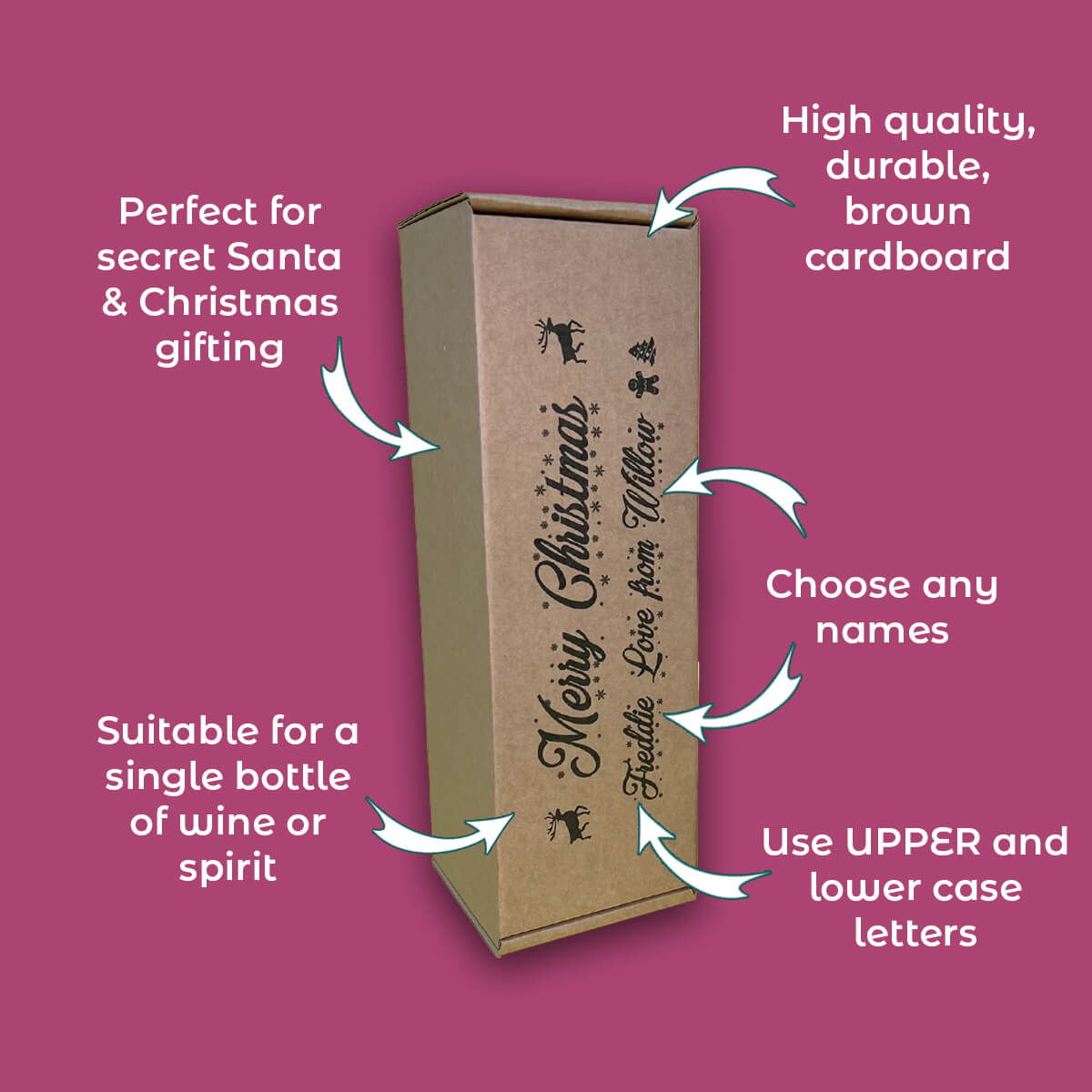 Personalised Bespoke Brown Wine Bottle Box Unique Gift Idea