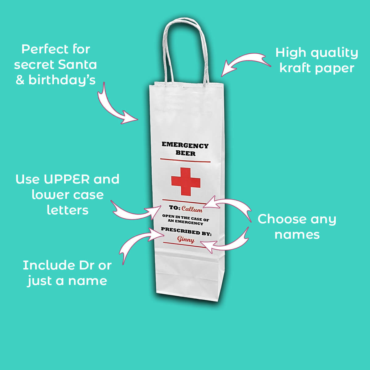 Personalised Bespoke Emergency Alcohol Bottle Bag