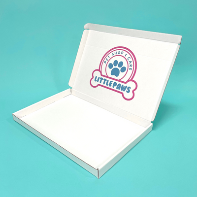 Customised Printed White Postal Boxes - 330x220x23mm - Sample