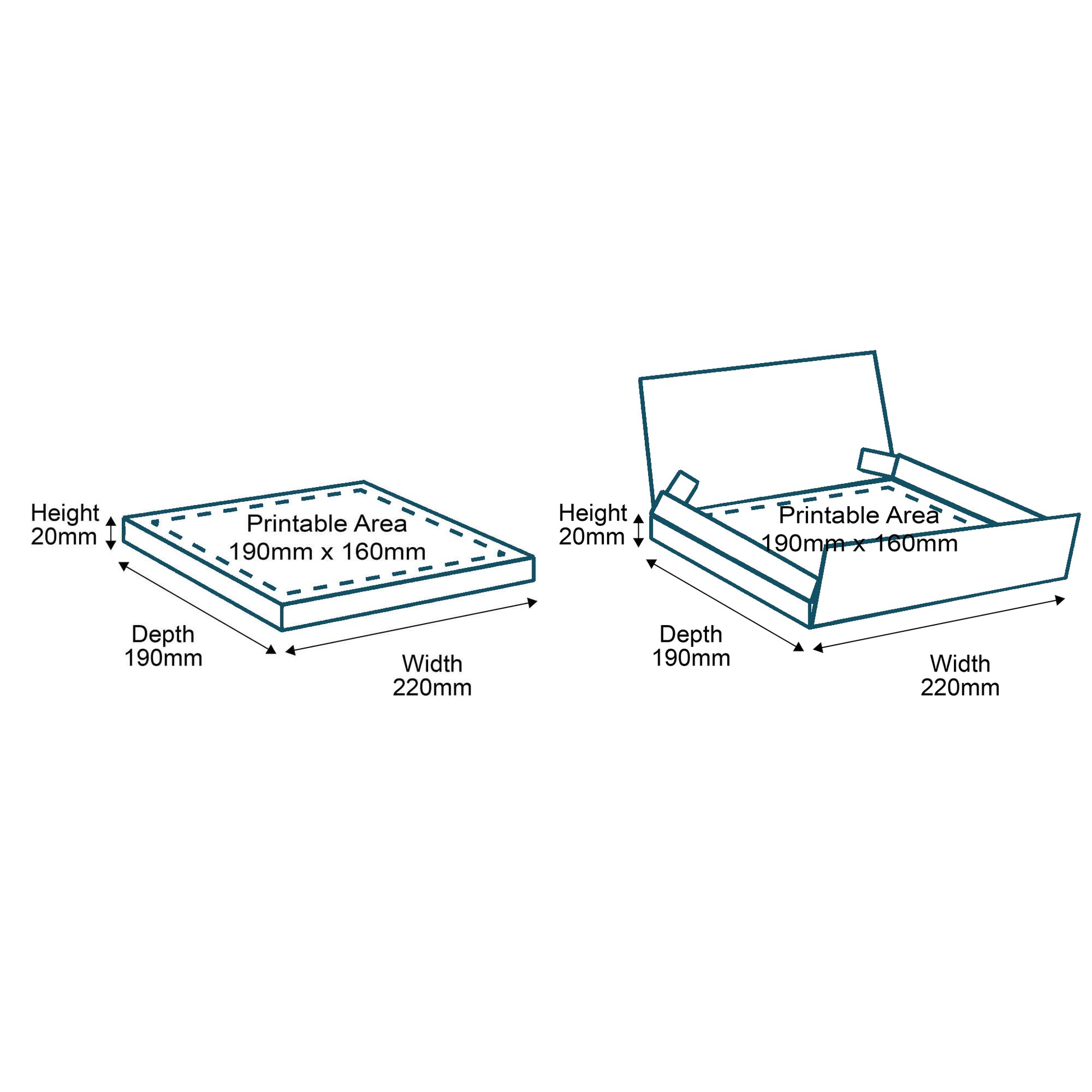 Customised Printed White Postal Boxes - 220x190x20mm