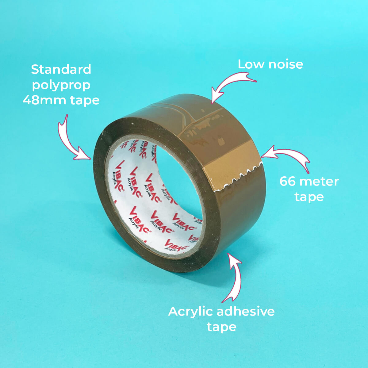 Low Noise Brown Packing Parcel Tape - 48mm x 66m