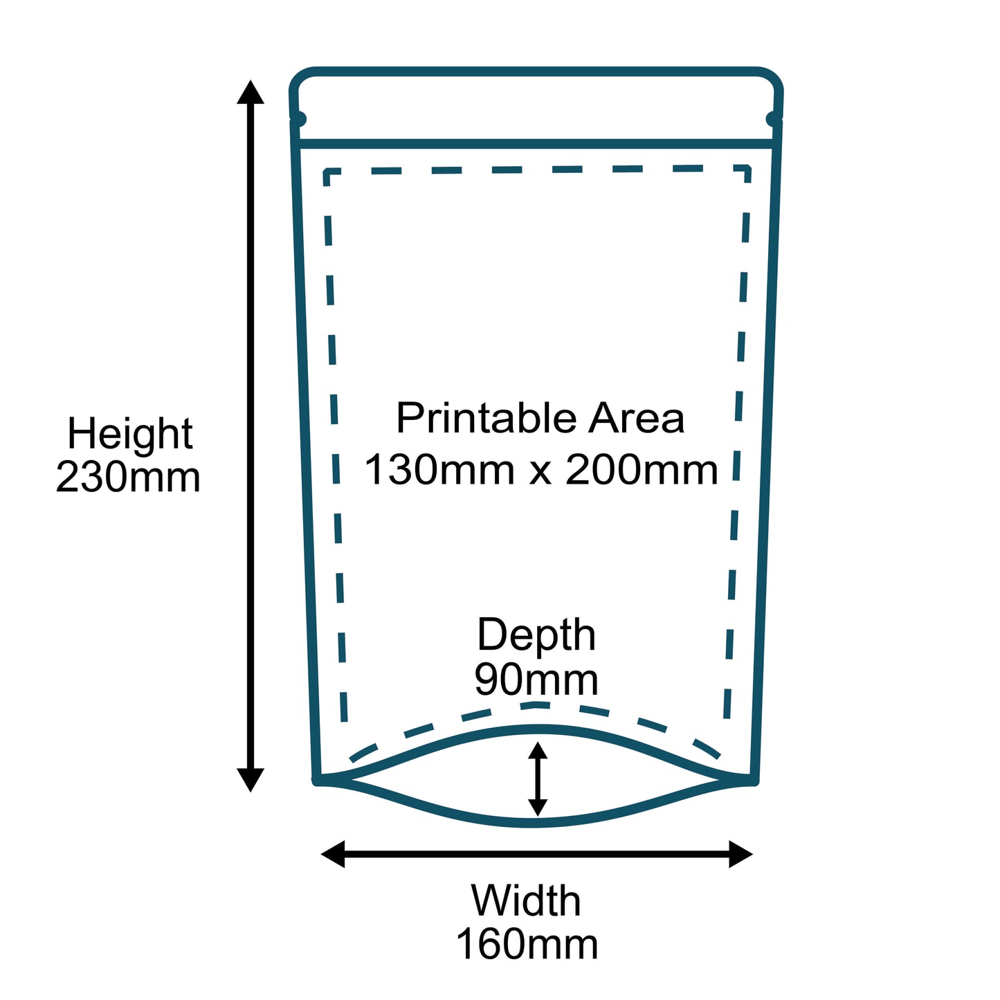 Customised Printed Brown Paper Stand-Up Pouches - 160x230x90mm - Sample