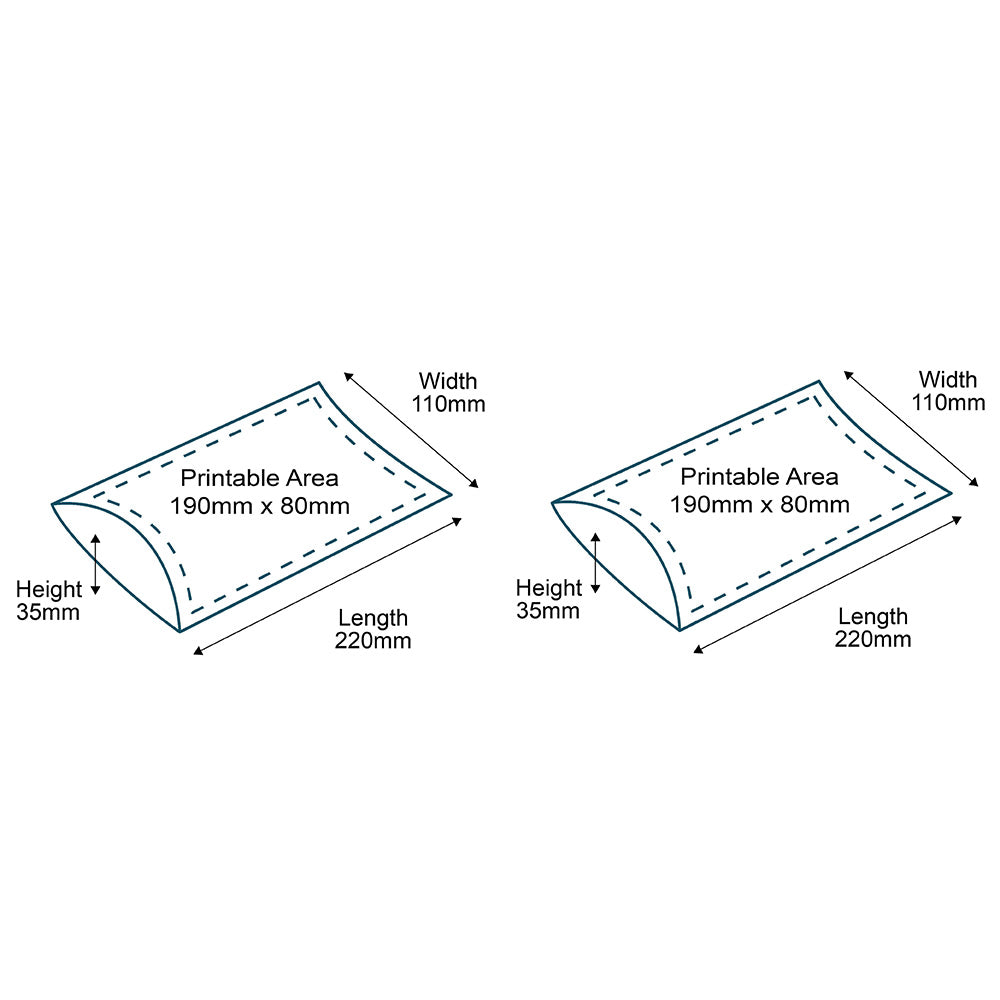 Customised Printed Brown DL Pillow Boxes - 220x110x35mm - Sample