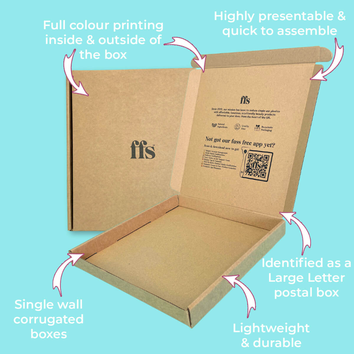 Customised Printed Brown Postal Boxes - 220x206x22mm - Sample