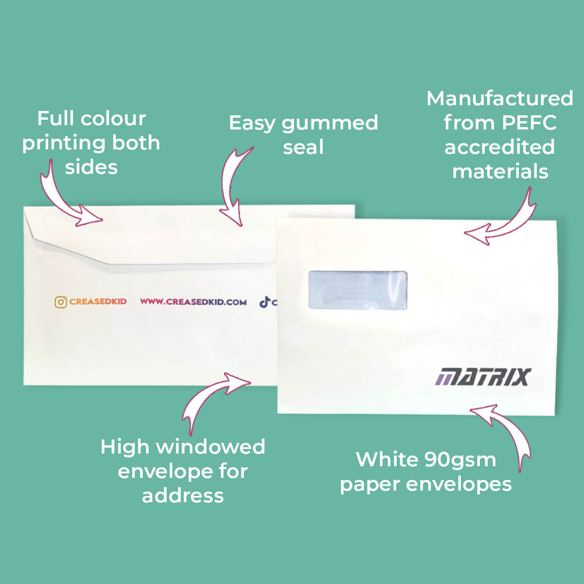 Customised Printed Gummed Folding Inserting Machine C5 High Windowed Envelopes - 162x235mm