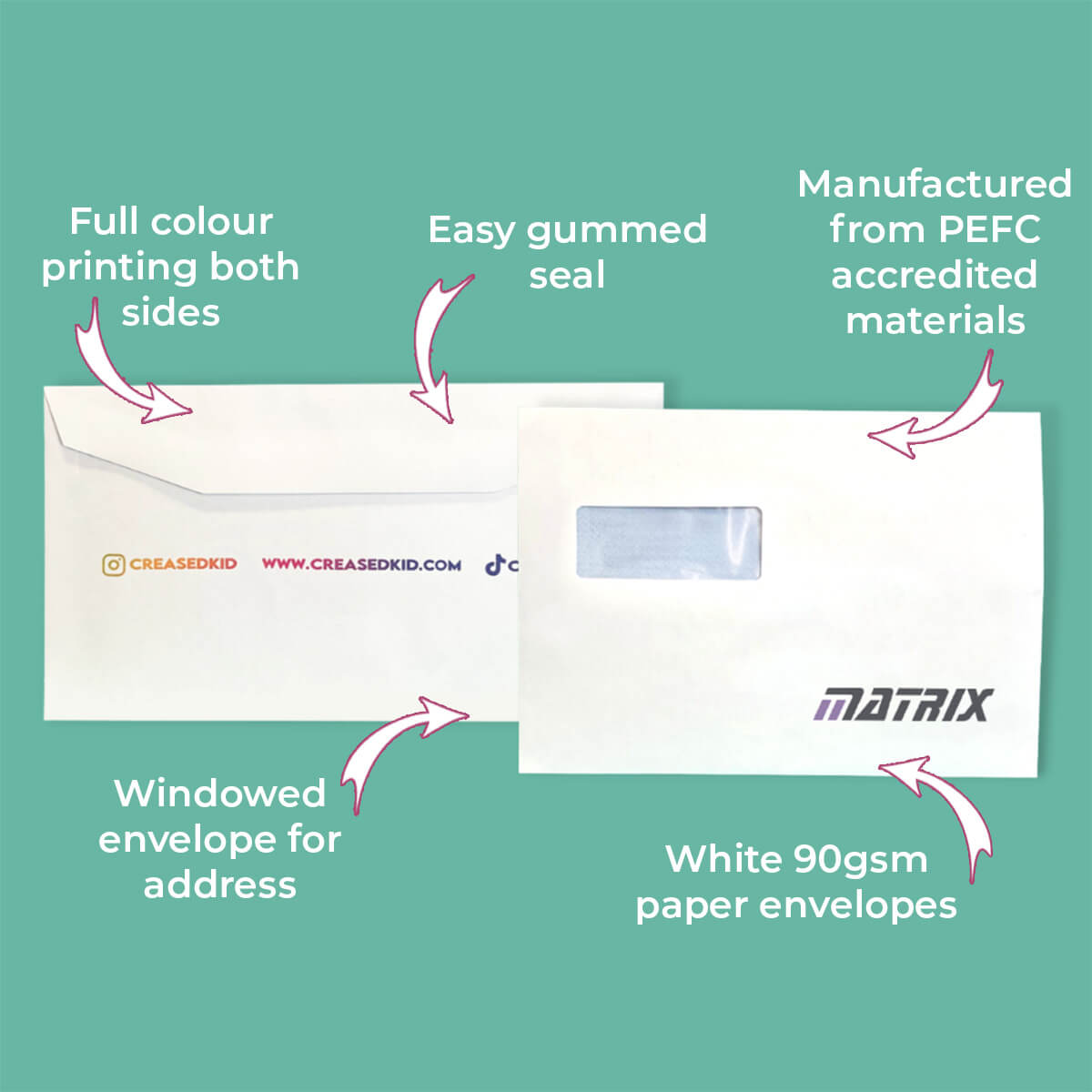 Customised Printed Gummed Folding Inserting Machine C5 Windowed Envelopes - 162x235mm - Sample