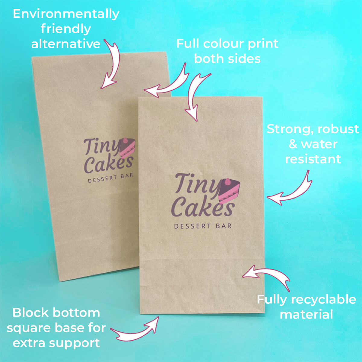 Customised Printed Brown Paper Bags - 150x65x305mm