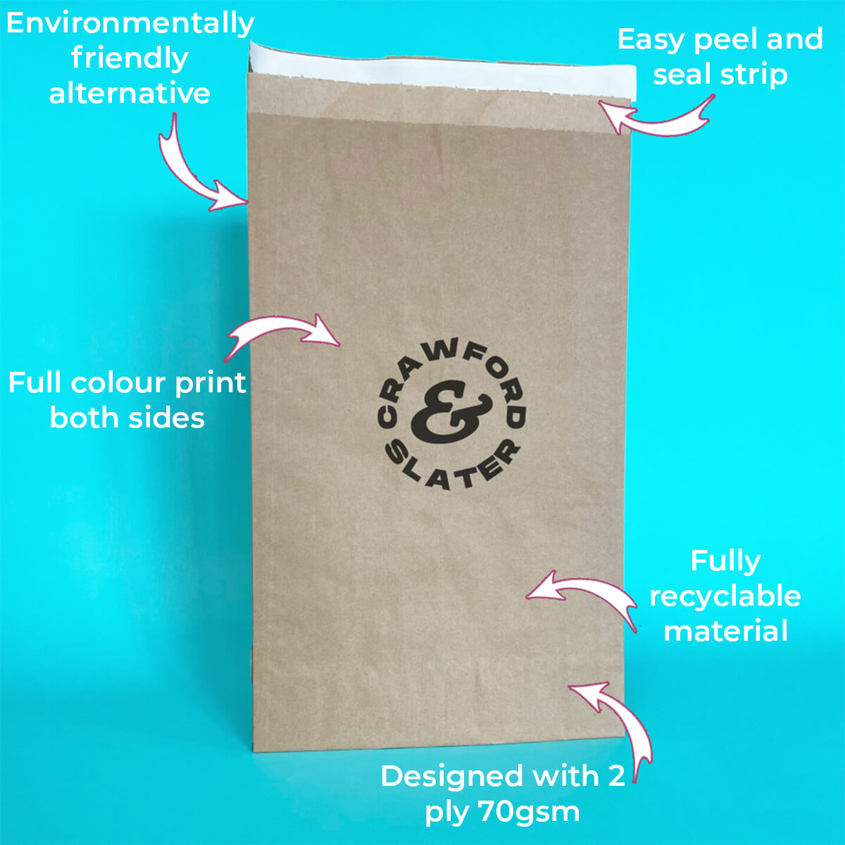 Customised Printed Brown Heavy Duty Paper Mailing Bags - 330x100x485mm - Sample