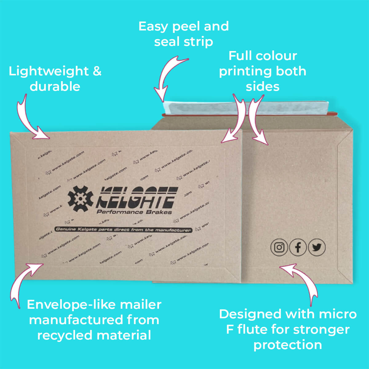 Customised Printed Capacity Book Mailers - Premium Corrugated Board - 194x292mm