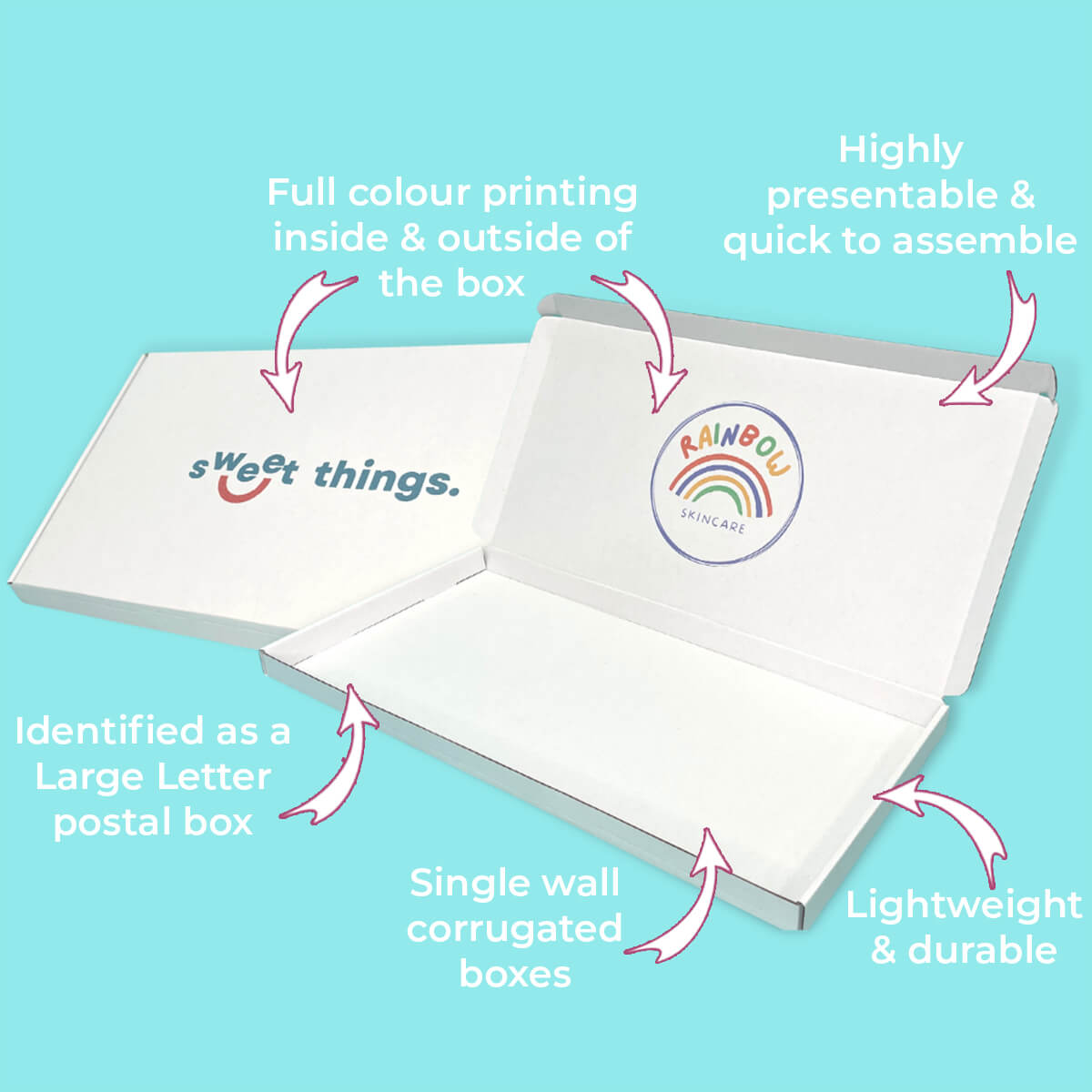 Customised Printed White Postal Boxes - 430x219x23mm