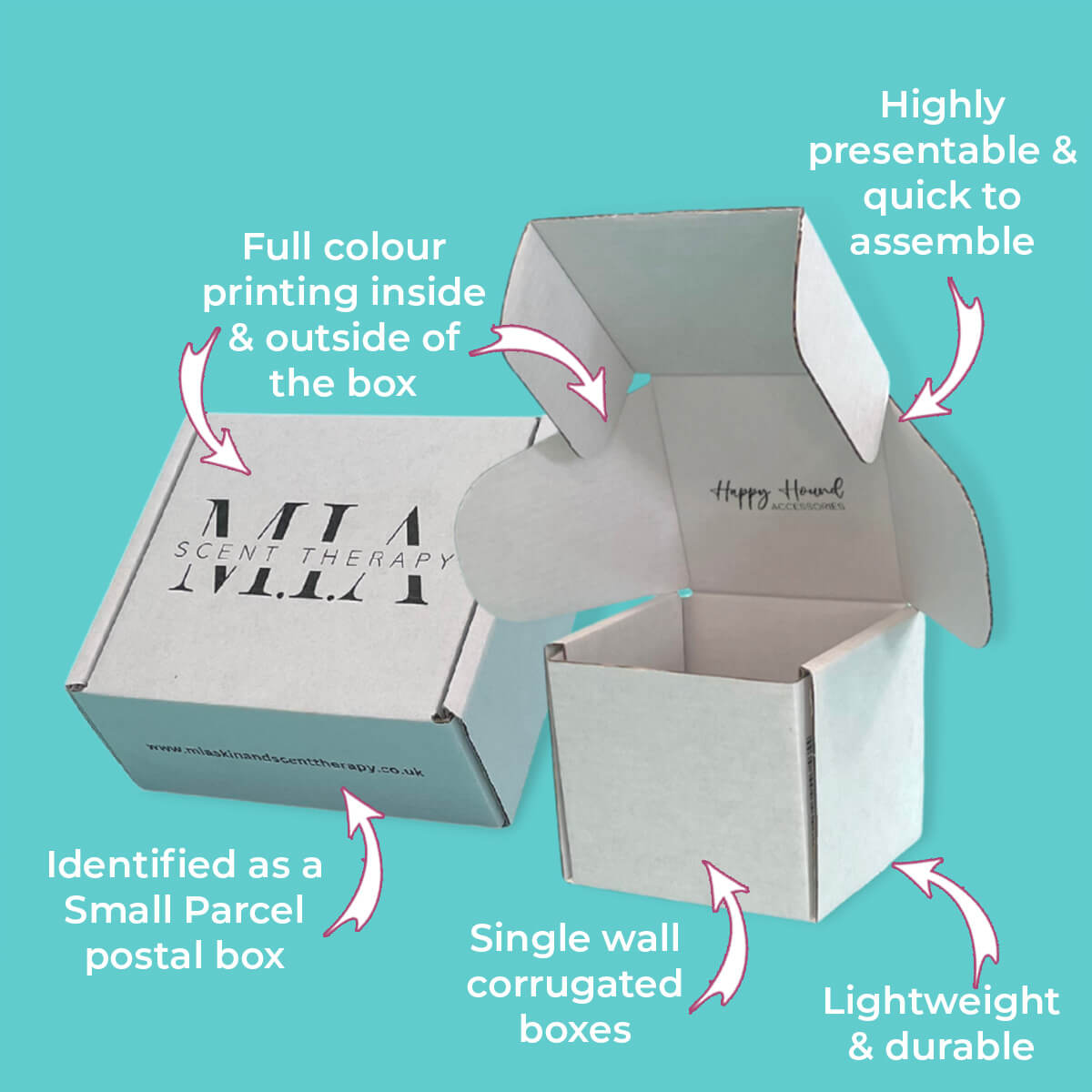 Customised Printed White Postal Boxes - 110x100x70mm