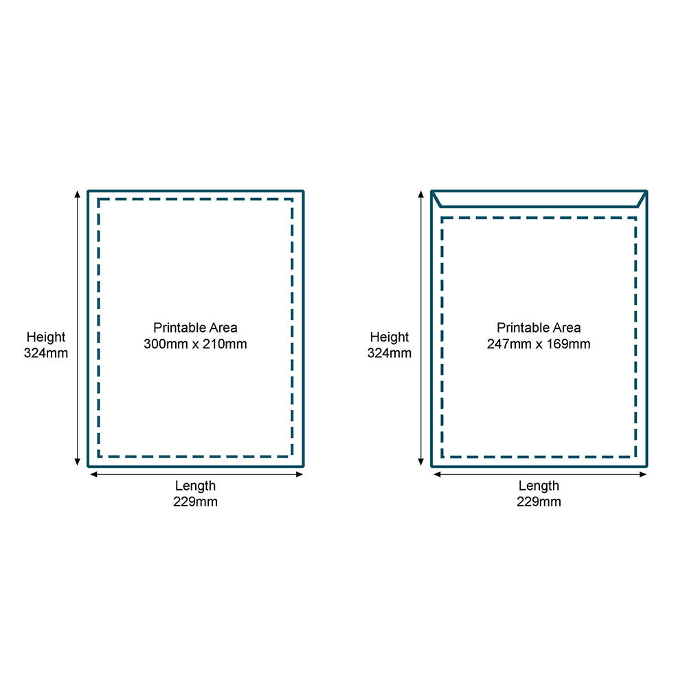 Customised Printed Self Seal C4 Non Windowed Pocket Envelopes - 324x229mm - Sample