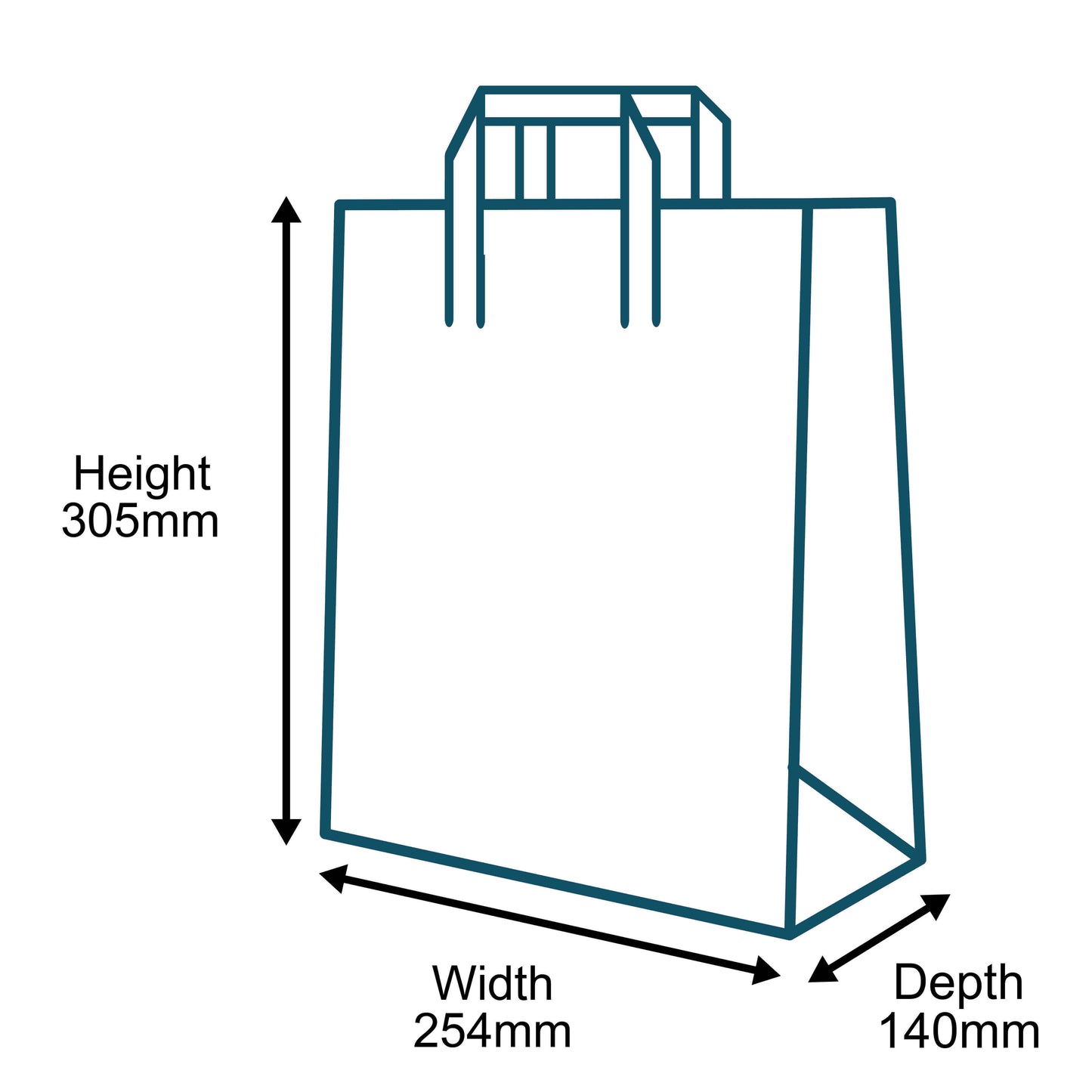 Customised Printed White Tape Handle Paper Carrier Bags - 254x140x305mm