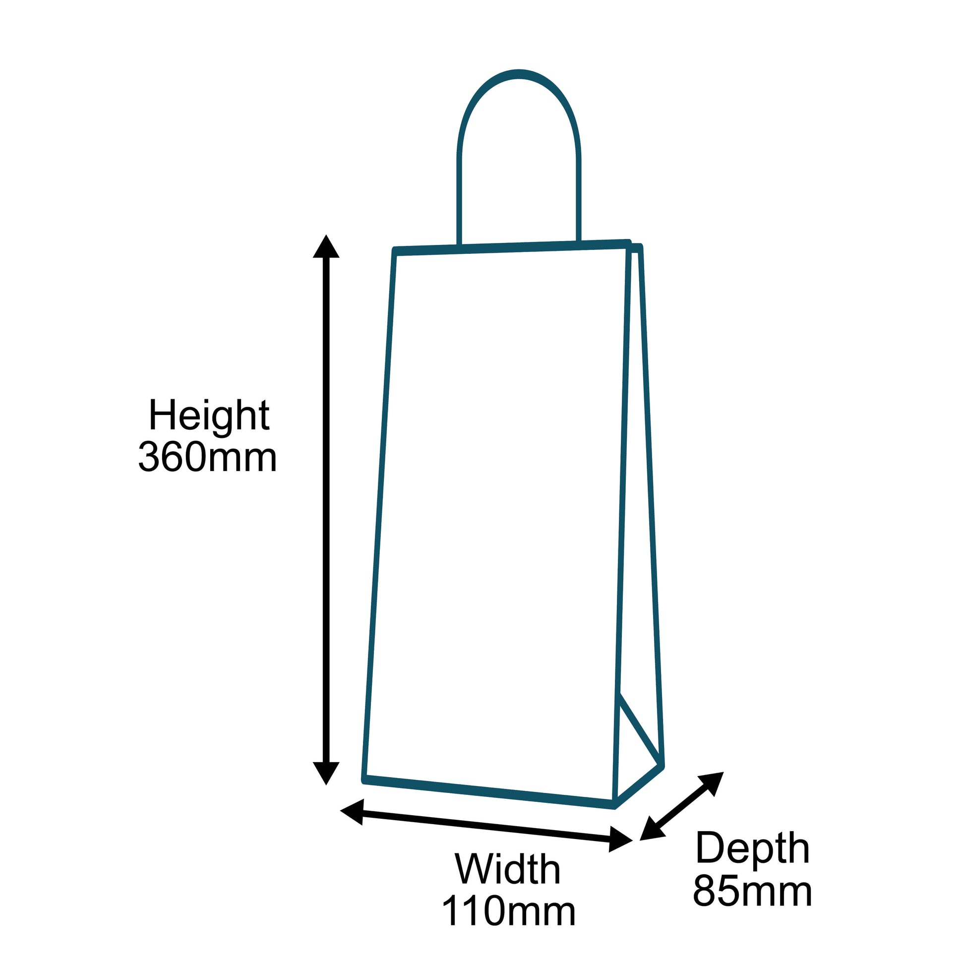 Customised Printed Brown Twist Handle Paper Carrier Bags - 110x85x360mm - Sample