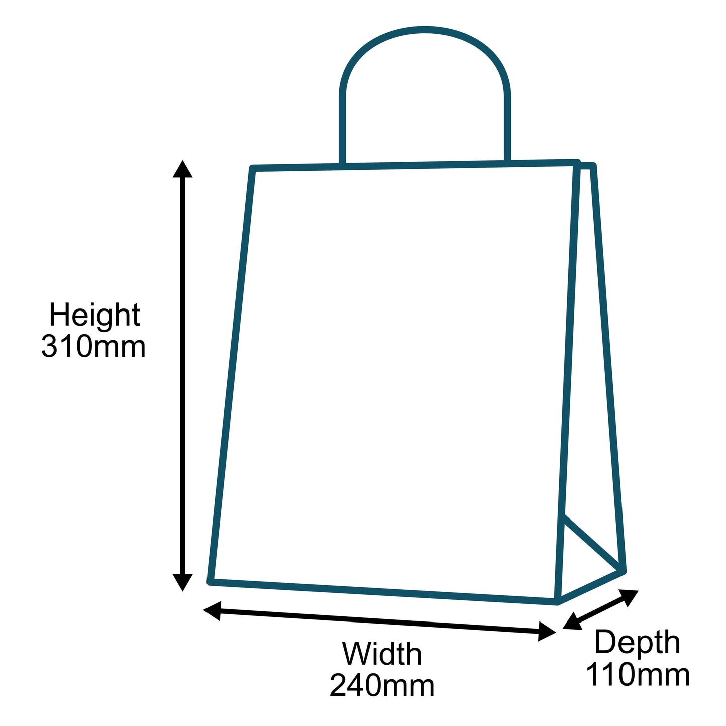 Customised Printed Brown Twist Handle Paper Carrier Bags - 240x110x310mm - Sample