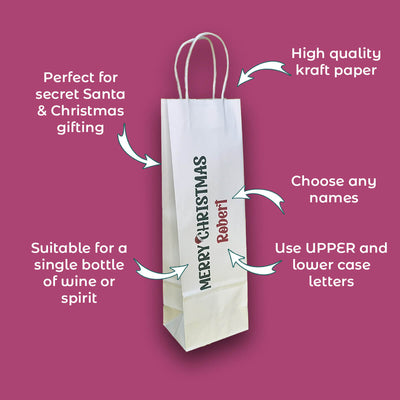 Personalised Bespoke White Wine Bottle Bag Unique Gift Idea