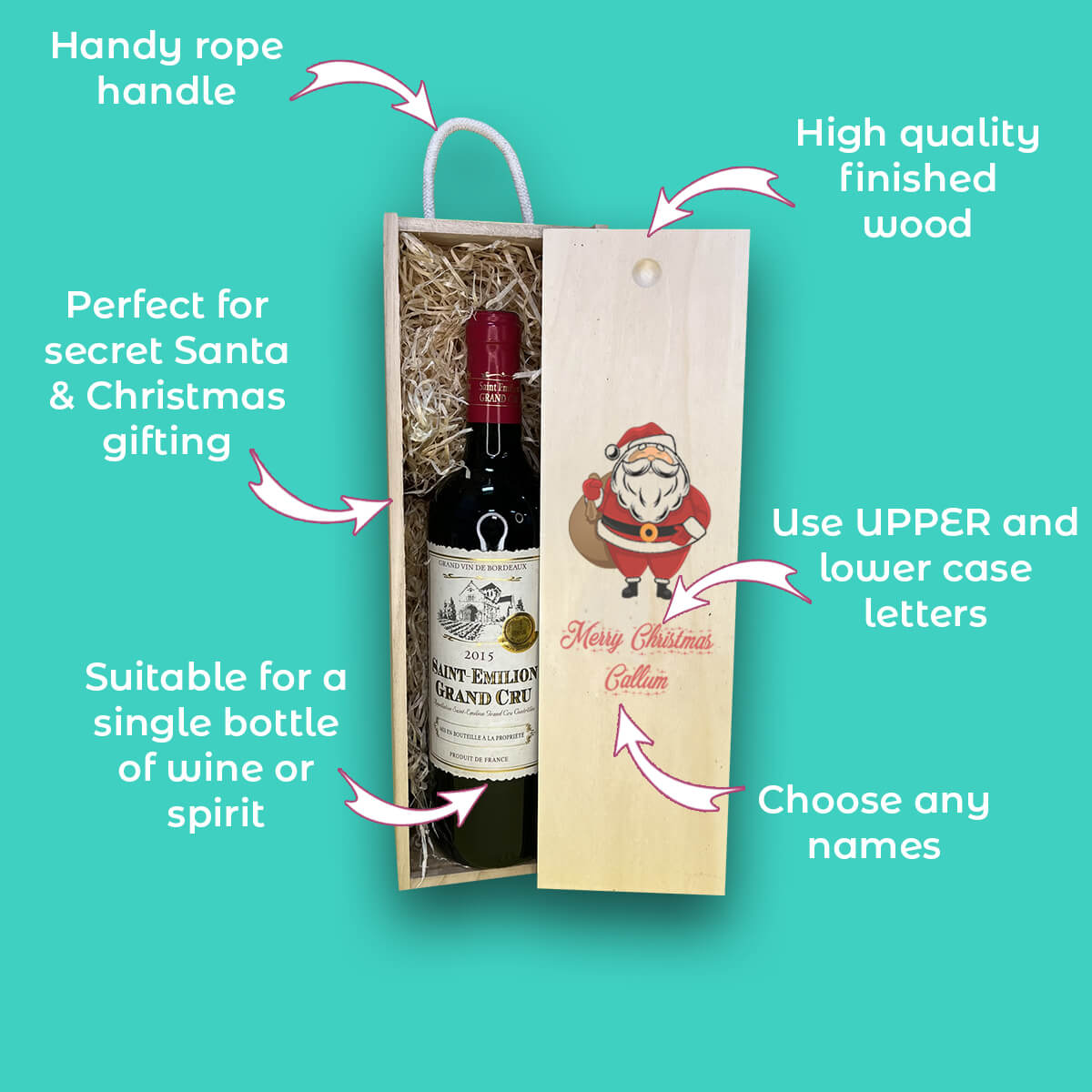 Personalised Bespoke Wooden Wine Box Unique Gift Idea