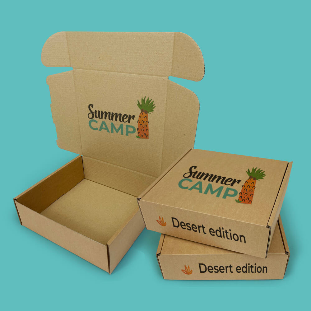 Customised Printed Brown Postal Boxes - 240x240x80mm